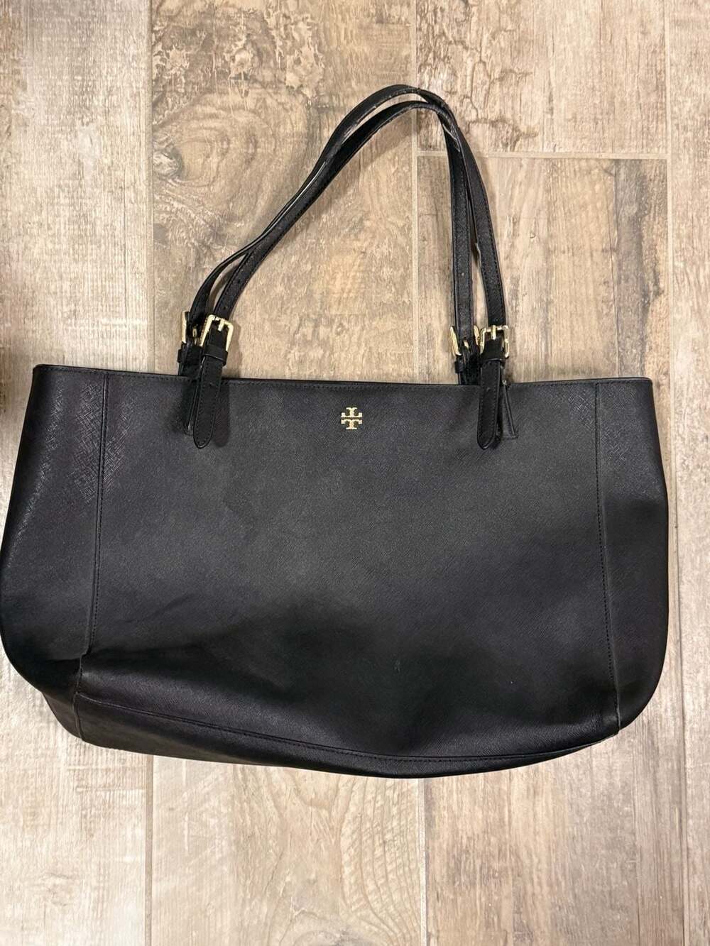 Tory Burch York Large Black Leather Tote Bag